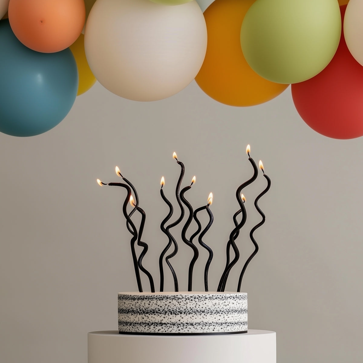 SWIRLY Cake Candles - BLACK