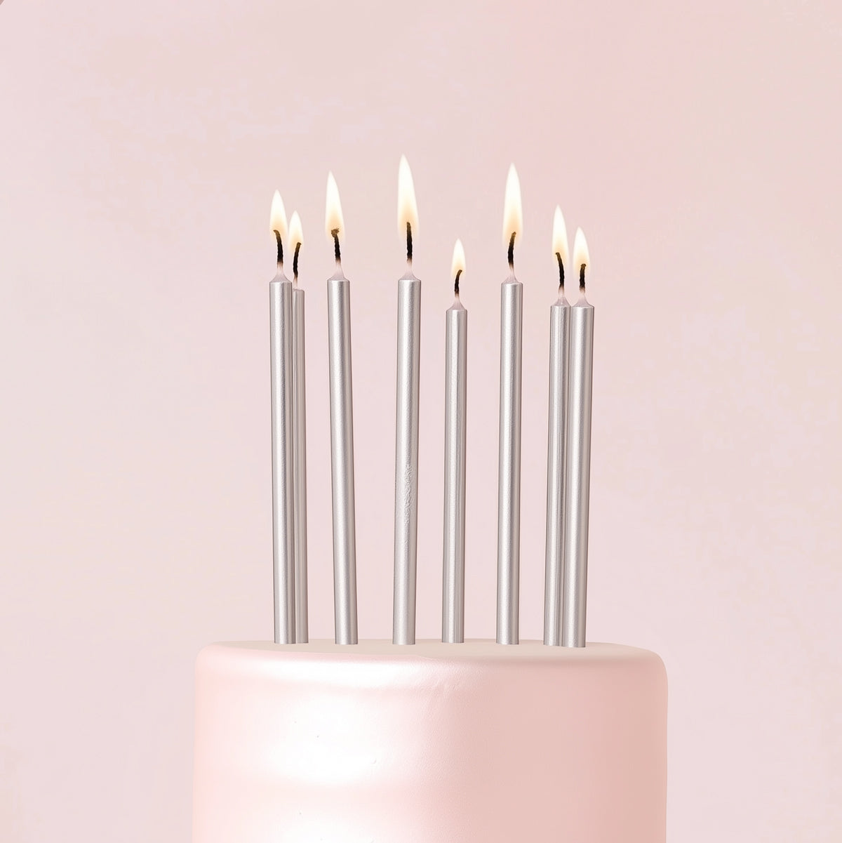 Tall Cake Candles - SILVER