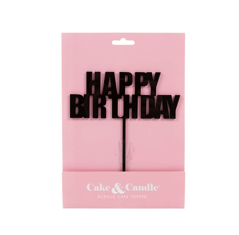 Happy Birthday Cake Topper - BLACK