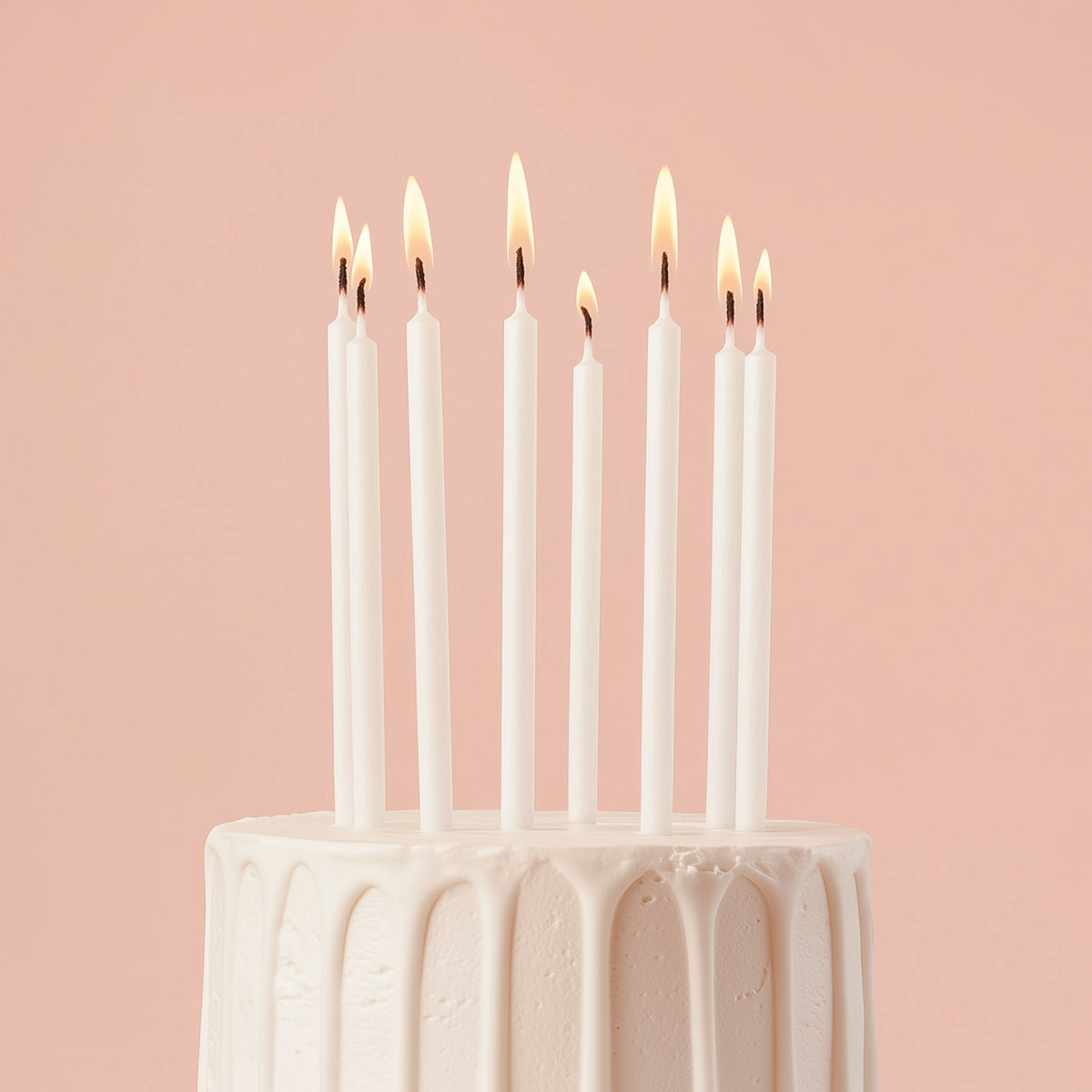 Tall Cake Candles - PEARLISED WHITE