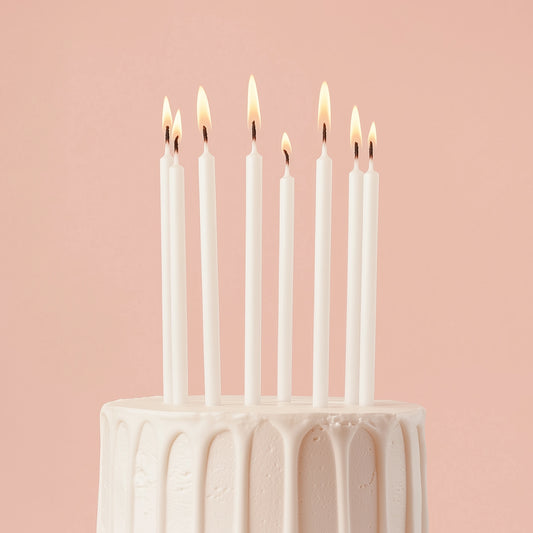 Tall Cake Candles - PEARLISED WHITE