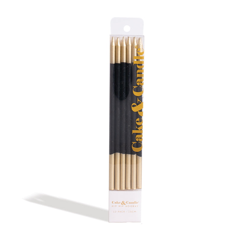GOLD DOUBLE DIPPED Cake Candles - BLACK