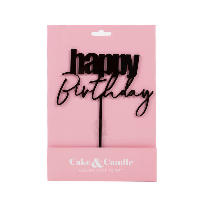 Happy Birthday Cake Topper - BLACK