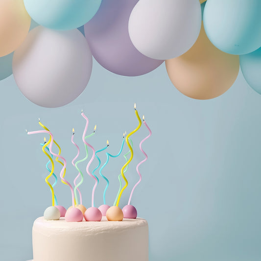 SWIRLY Cake Candles - PASTEL RAINBOW