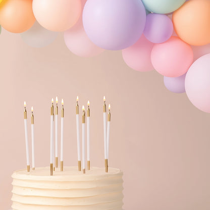 GOLD DOUBLE DIPPED Cake Candles - WHITE
