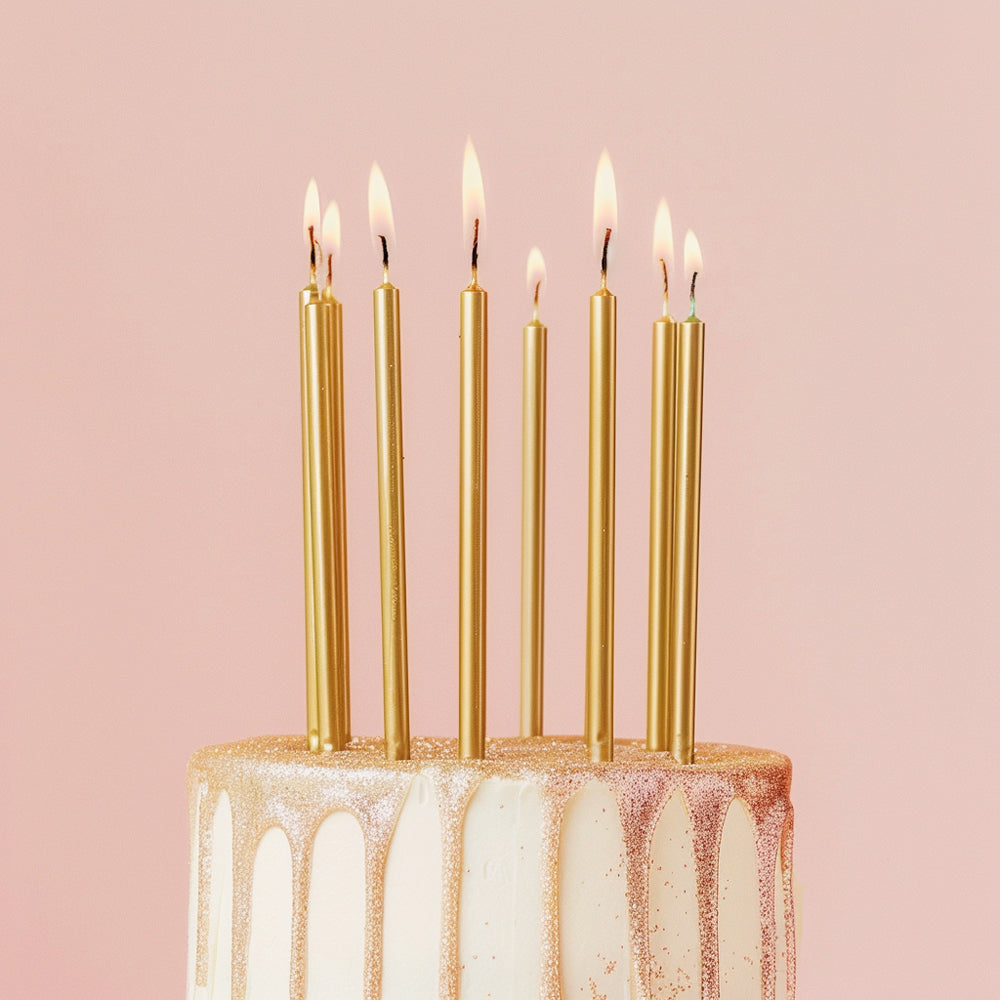 Tall Cake Candles - GOLD