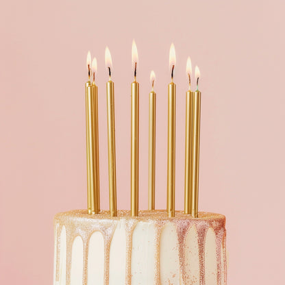 Tall Cake Candles - GOLD