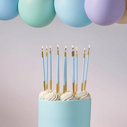 GOLD DOUBLE DIPPED Cake Candles - BLUE