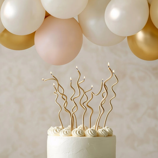 SWIRLY Cake Candles - GOLD