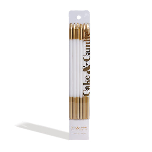 GOLD DOUBLE DIPPED Cake Candles - WHITE
