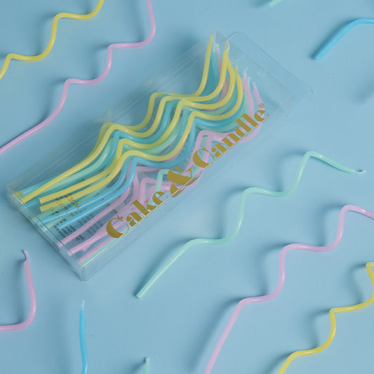 SWIRLY Cake Candles - PASTEL RAINBOW