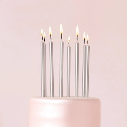 Tall Cake Candles - SILVER