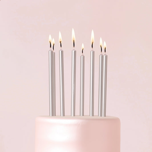 Tall Cake Candles - SILVER