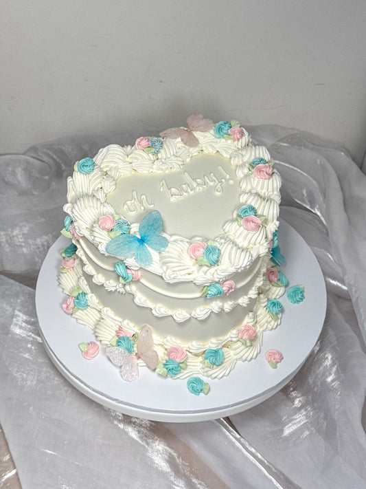 Pastel Butterfly Gender Reveal Cake
