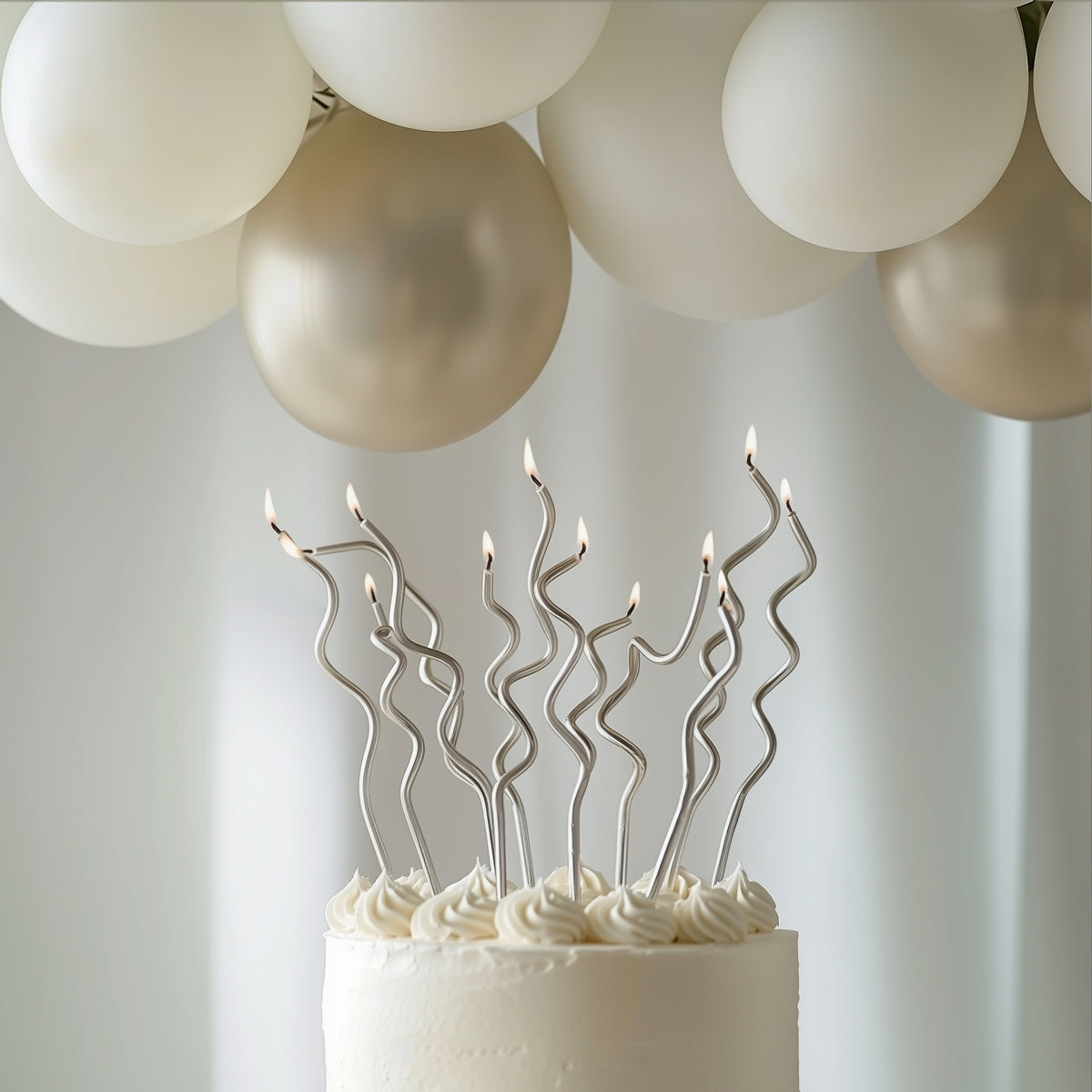 SWIRLY Cake Candles - SILVER