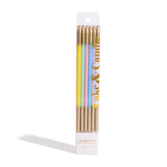 GOLD DOUBLE DIPPED Cake Candles - PASTEL MIX