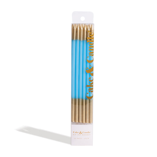 GOLD DOUBLE DIPPED Cake Candles - BLUE