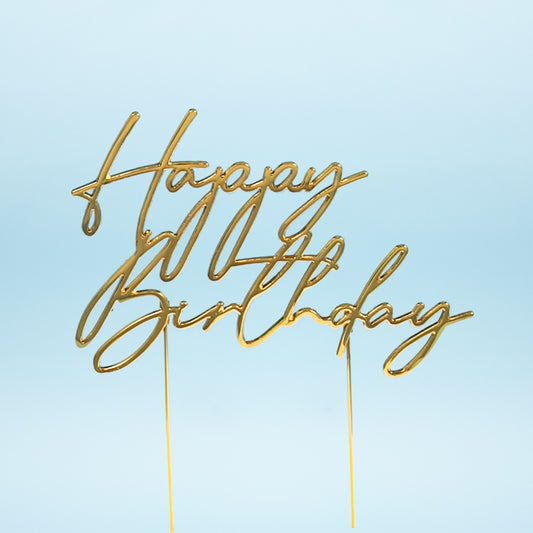 GOLD Metal Cake Topper - HAPPY BIRTHDAY