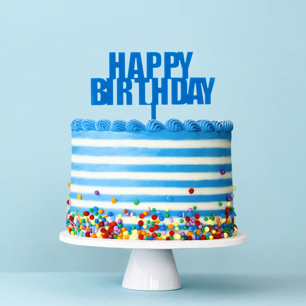 Happy Birthday Cake Topper - BLUE