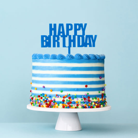 Happy Birthday Cake Topper - BLUE