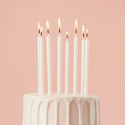 Tall Cake Candles - PEARLISED WHITE